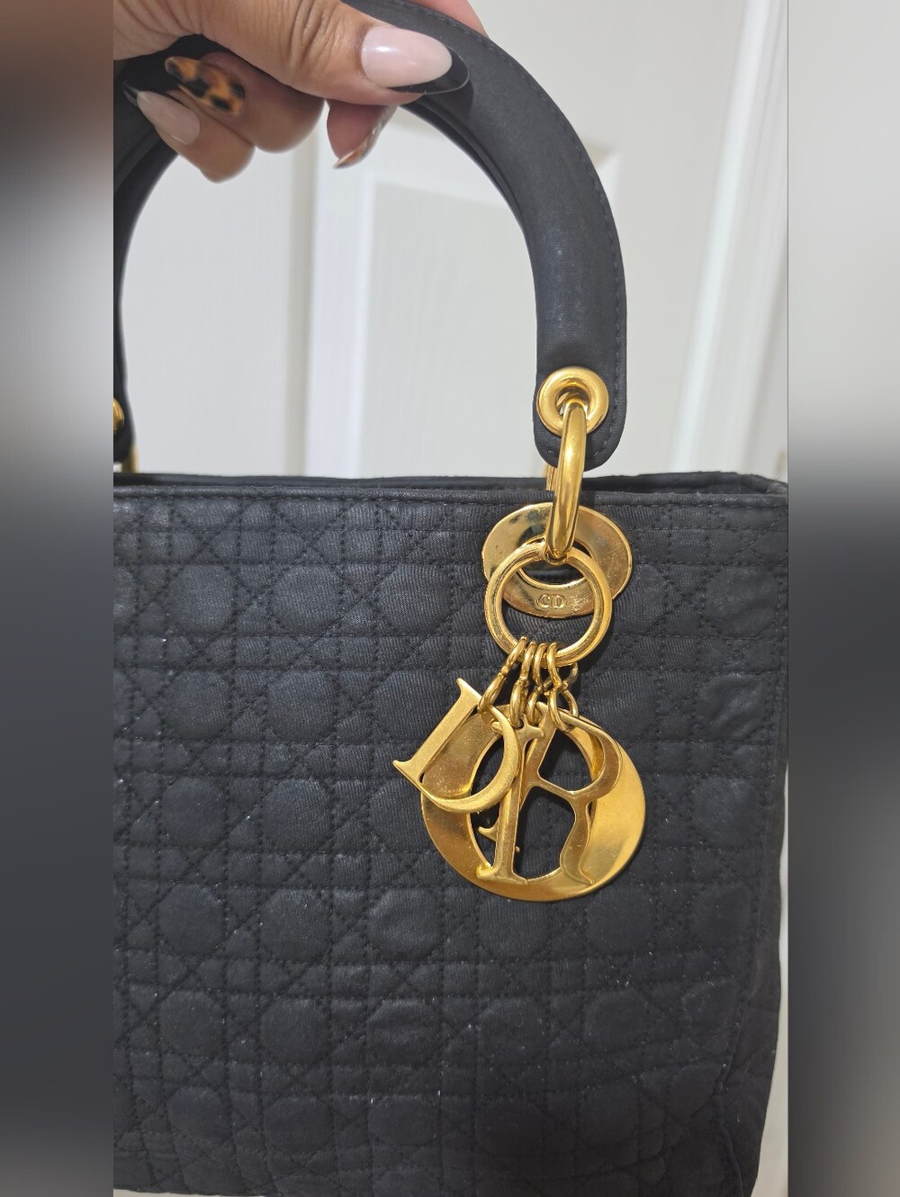 Lady Dior Black Quilted Tote with Gold Hardware - Picture 2 of 10